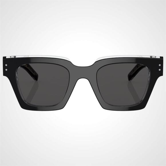 New Dolce & Gabbana Sunglasses Black Crystal Acetate Square Gray Lens - Picture 2 of 6